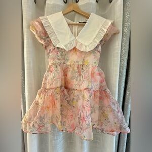 SHEIN Floral Mini Dress with White Collar